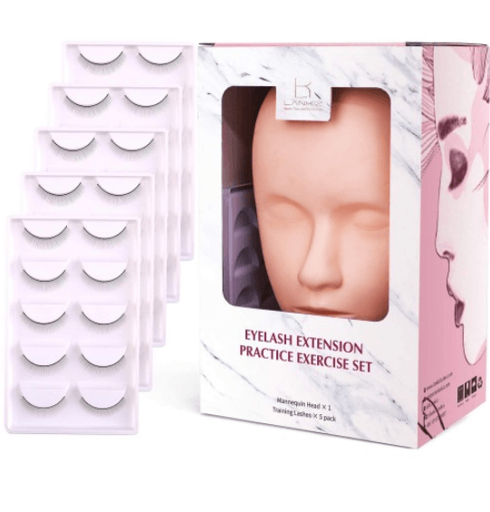 Lash Extensions Mannequin Head with 25 Pairs Practice Lashes for Training - Lankiz Official Store