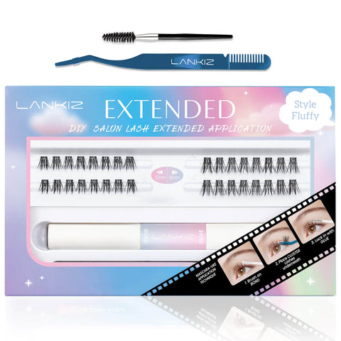 Lightinis, Kit - Tulip, C Curl, D Curl, DIY Lash Extensions, 10mm, 12mm,14mm,16mm, 10-16mm mix for Round Eyes, Almond Eyes,