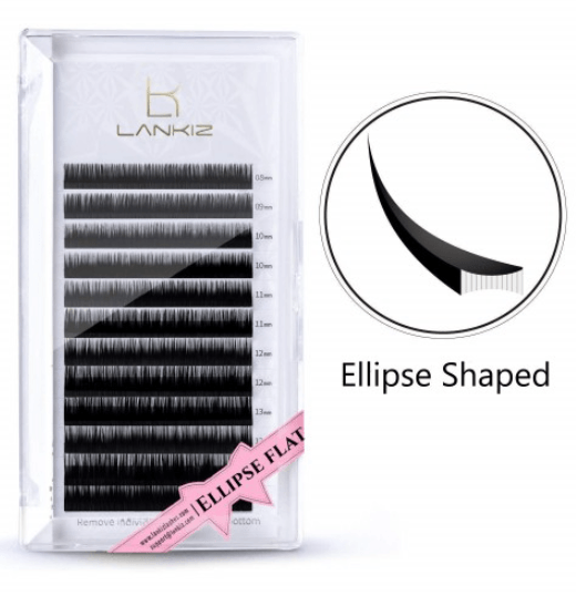 Ellipse Flat Eyelash Extensions, 8-15mm C curl, D curl