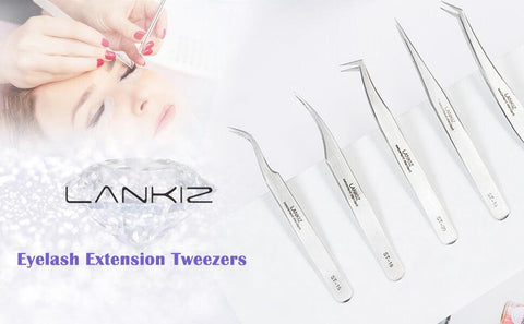 LANKIZ Eyelash Extension Tweezers Set 5 PCS for Volume Lash Extensions Stainless Steel - Sliver - Lankiz Official Store