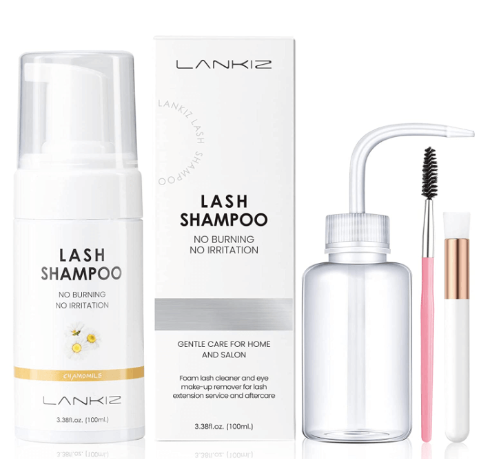 LANKIZ Eyelash Extension Shampoo Kit,+2 Brush,Sensitive Eyelid Foam Lash Cleanser For Extensions,Lash Shampoo,Deep Clean Eyelash,Makeup& Mascara Remover& Spa, Professional & Self Use (100ml//Chamomile/) Visit the LANKIZ Store