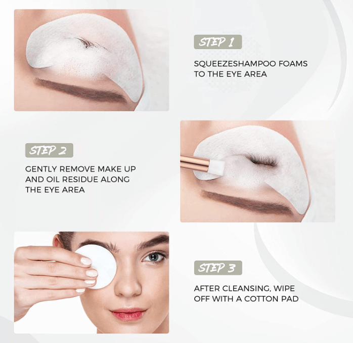 LANKIZ Eyelash Extension Shampoo,+2 Brush,Sensitive Eyelid Foam Lash Cleanser For Extension,Deep Clean Eyelash,Makeup& Mascara Remover& Spa, Professional & Self Use (100ml//Vera Aloe/)